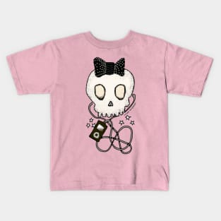 Girly Skull with Black Bow / Die for Music Kids T-Shirt